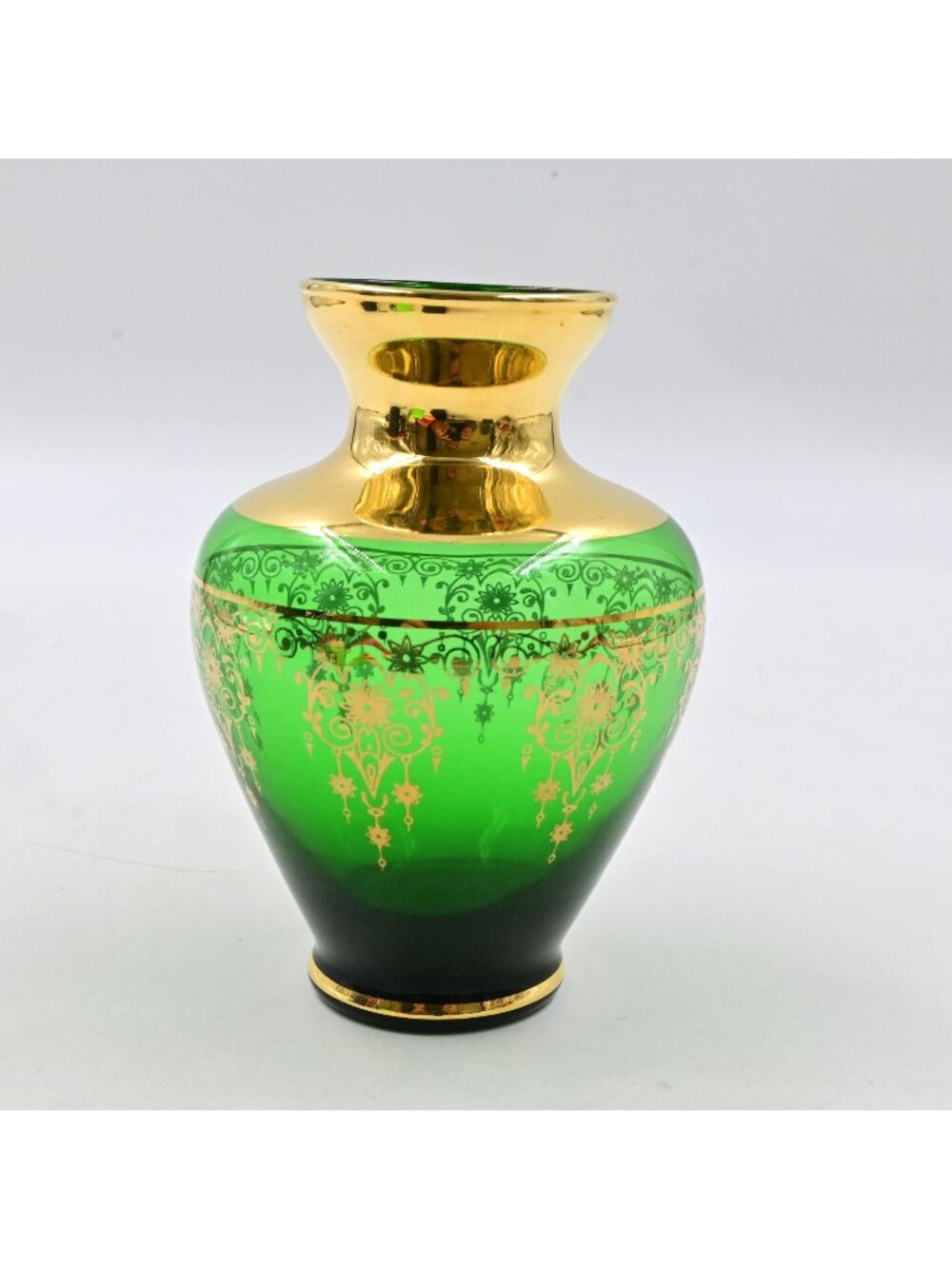 Ferro & Lazzarini Italian Murano Art Glass Vintage Vase - 5" tall - 24kt Gold